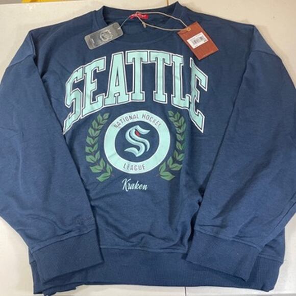 Seattle Kraken Mitchell & Ness Women's Crewneck Sweatshirt - Picture 1 of 2